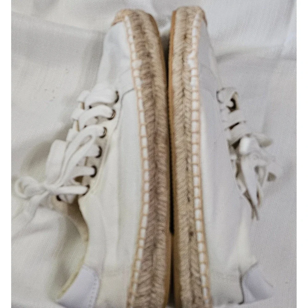 Tonivis Espadrille Lace Up Sneakers White Canvas Beach Shoes Women's ‎ Size 6